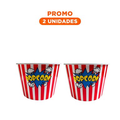 PACK2 CUBETA POPCORN PARA CINE CASERO DE COLOR ROJO