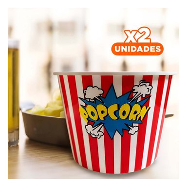 PACK2 BALDE PARA SERVIR PALOMITAS EN ROJO Y+REGALO STICKERS