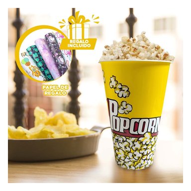 CUBETA ALTA PARA PALOMITAS EN AMARILLO Y+PAPEL DE REGALO