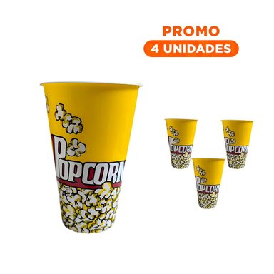 PACK4 BALDE PARA PALOMITAS DE 11.3 X 17X6.9 CM EN AMARILLO