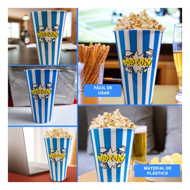 PACK4 BALDE PRACTICO DE PALOMITAS EN AZUL Y+REGALO AGENDITA