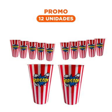 PACK12 EMVASE FIESTA PARA PALOMITA DE 11.3 X17X6.9 CM ROJO