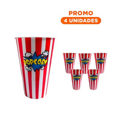 PACK4 RECIPIENTE PARA PALOMITAS DE 11.3 X 17X6.9 CM EN ROJO