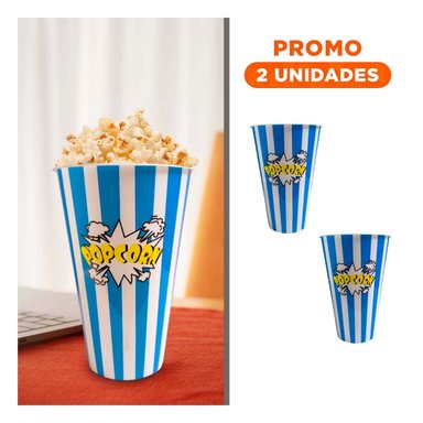 PACK2 CUBETA ALTA DE POPCORN PARA EL CINE DE COLOR AZUL