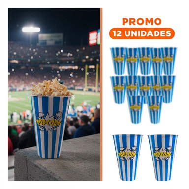 PACK12 EMVASE FIESTA PARA PALOMITA DE 11.3 X17X6.9 CM AZUL