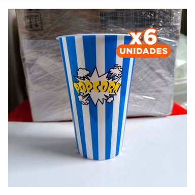 PACK6 EMVASE DE PALOMITAS EN AZUL Y+REGALO STICKERS