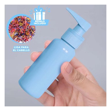 KIT DE ENVASES PARA USO VACACIONAL CELESTE Y+LIGAS DE REGALO