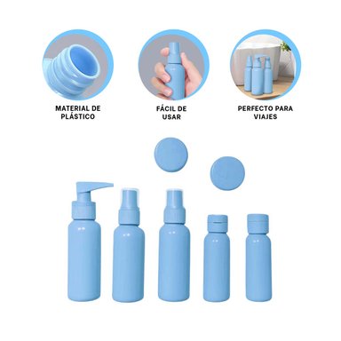 PACK12 BOTELLAS CON ENVASES RECARGABLES EN COLOR CELESTE