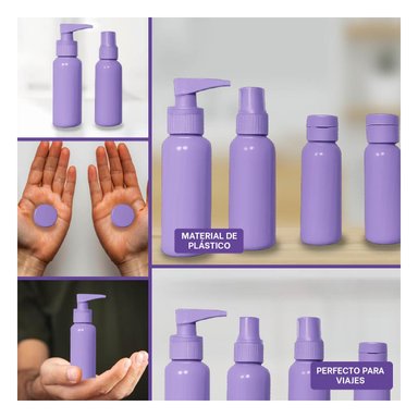 PACK6 BOTELLA DE VIAJE PERSONALES LILA Y+REGALO AGENDITA