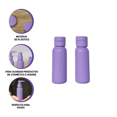 PACK2 BOTELLAS RECARGABLES EN LILA Y+BANDERITAS ADHESIVAS