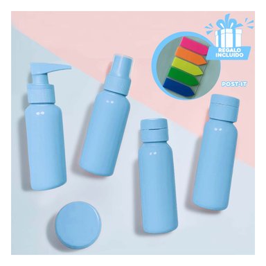 PACK6 BOTELLAS DE EQUIPAJE EN CELESTE Y+BANDERITAS ADHESIVAS