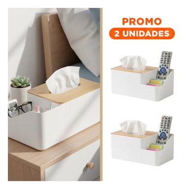 PACK2 CAJA PARA SERVILLETAS MULTIFUNCIONAL, COMPACTA Y VERSATIL PARA CASA BLANCO