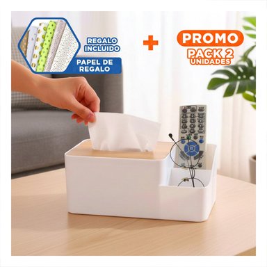 PACK2 CAJA PARA SERVILLETAS MULTIFUNCIONAL RESISTENTE Y FUNCIONAL BLANCO Y+PAPEL REGALO