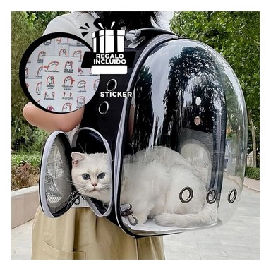 MOCHILA DISEÑADA PARA GATOS EN NEGRO Y+REGALO STICKERS