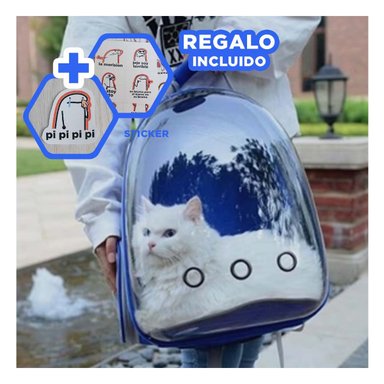 MOCHILA DISEÑADA PARA GATOS EN AZUL Y+REGALO STICKERS