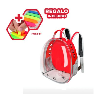 MORRAL TRANSLUCIDO PARA CATS EN ROJO Y+POST-IT ADHESIVOS