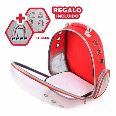 MOCHILA DISEÑADA PARA GATOS EN ROJO Y+REGALO STICKERS
