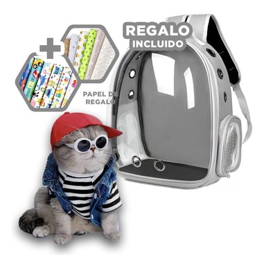 MOCHILA DE TRANSPORTE DE GATO EN PLOMO Y+PAPEL DE REGALO