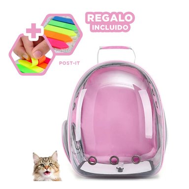MORRAL TRANSLUCIDO PARA CATS EN ROSADO Y+POST-IT ADHESIVOS