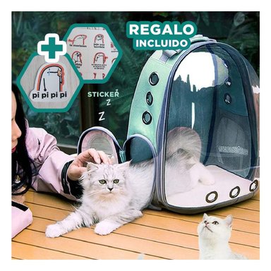 MOCHILA DISEÑADA PARA GATOS EN VERDE Y+REGALO STICKERS
