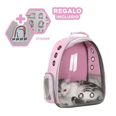 MOCHILA DISEÑADA PARA GATOS EN ROSADO Y+REGALO STICKERS