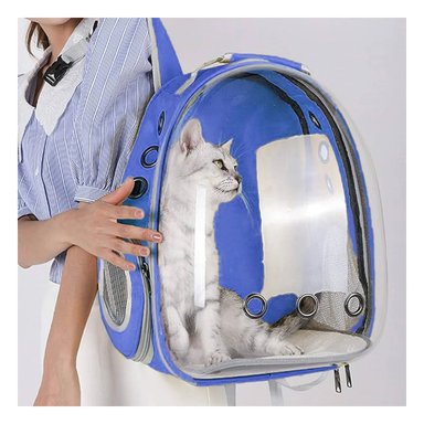 PACK2 MOCHILA DISEÑADA PARA GATOS EN AZUL Y+REGALO STICKERS