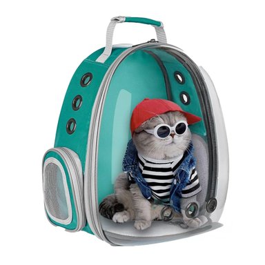 PACK2 MOCHILA BURBUJA TRANSPORTADORA DE MININOS EN VERDE