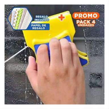 PACK4 UTIL VIDRIOS MAGNETICO CUADRADO AZUL AMARILLO PARA HOGAR Y+PAPEL REGALO