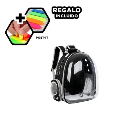 PACK4 MORRAL PORTA CAT EN NEGRO Y+BANDERITAS ADHESIVAS