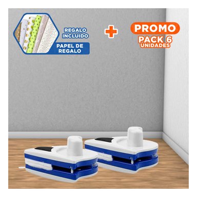 PACK6 SOLVENTE VIDRIOS MAGNETICO TRIANGULAR AZUL AMARILLO PARA LIMPIEZA VENTANAS Y+PAPEL REGALO