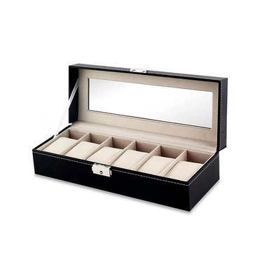 PACK2 ORGANIZADOR PARA RELOJES CON 6 DIVISIONES EN NEGRO