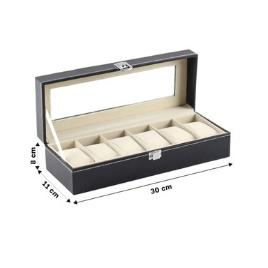 PACK2 CAJA COMPACTA PORTA RELOJ 6 RANURAS NEGRO - 4