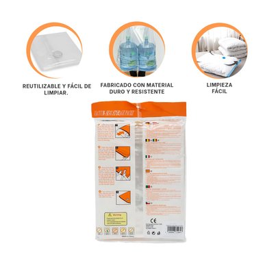 PACK2 BOLSA DE ROPA SIN AIRE NARANJA Y+BANDERITAS ADHESIVAS