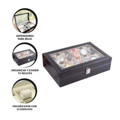 PACK4 ORGANIZADOR PORTA RELOJ CON SEPARADEORES EN NEGRO