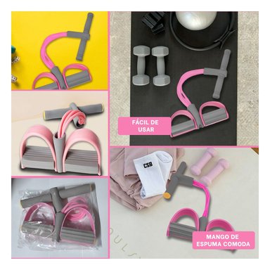 PACK12 TENSOR DE PEDAL ROSADO CLARO Y PLOMO COMODO Y FLEXIBLE PARA EJERCICIO Y+PAPEL REGALO - 2