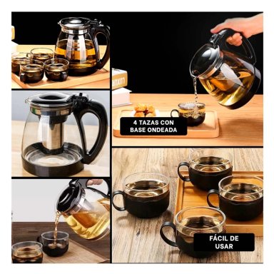 PACK4 HERVIDOR CON FILTRO DE ACERO 1000ML Y+REGALO AGENDITA