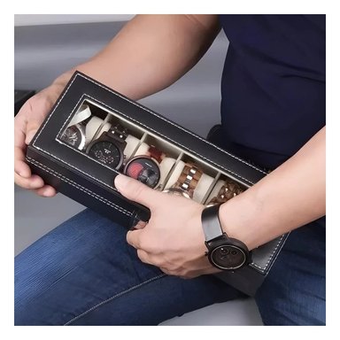 PACK6 EXHIBIDOR NEGRO 6 RANURAS PARA RELOJ CON ESPACIOS - 5