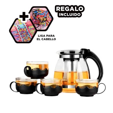 INFUSOR DE BEBIDAS CON 4 TAZAS 1000ML Y+LIGAS DE REGALO