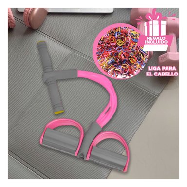 CINTA FLEXIBLE PARA GYM EN ROSADO Y PLOMO Y+LIGAS DE REGALO