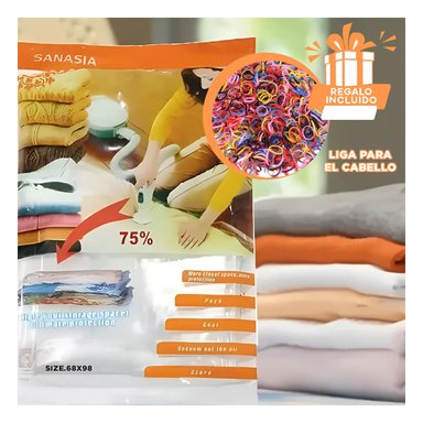 PACK12 FUNDA SIN OXIGENO PARA ROPA NARANJA Y+LIGAS DE REGALO