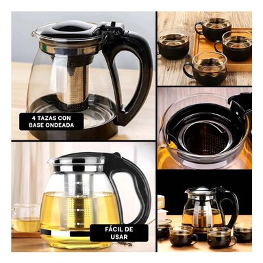 PACK4 HERVIDOR DE VIDRIO MODERNO 1000ML Y+REGALO STICKERS