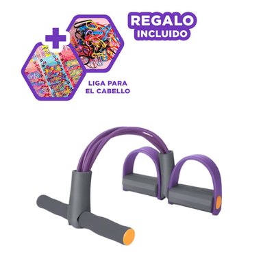 CINTA FLEXIBLE PARA GYM EN MORADO Y PLOMO Y+LIGAS DE REGALO