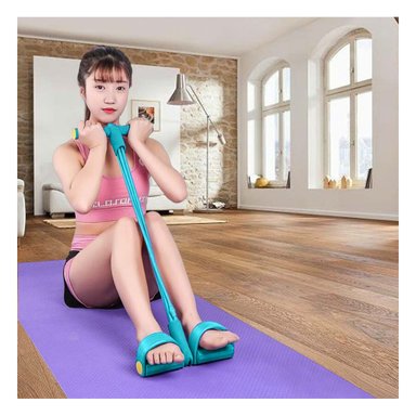 PACK4 CINTA CON PEDAL DE GYM CELESTE CLARO Y+LIGAS DE REGALO