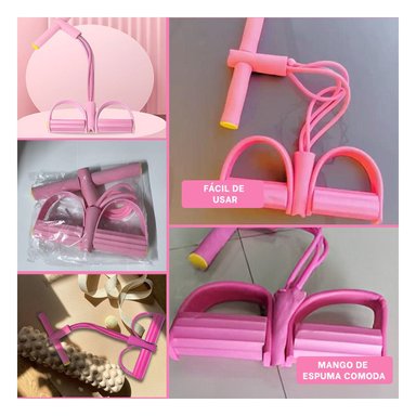 PACK2 CORREA TENSOR DE PEDAL ROSADO CLARO FLEXIBLE Y SUAVE PARA ENTRENAMIENTO Y+PAPEL REGALO - 3