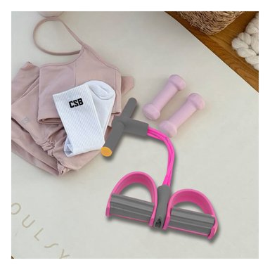 PACK6 CINTA FLEXIBLE PARA GYM EN COLOR ROSADO Y PLOMO