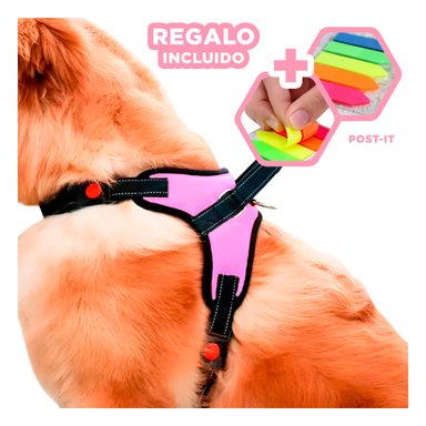 CHALECO CON CORREA PARA PASEO EN ROSADO Y+POST-IT ADHESIVOS