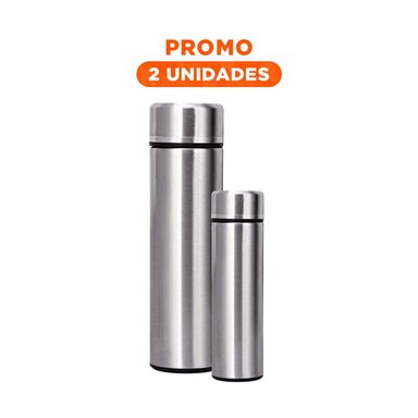 PACK2 TERMO DIGITAL PARA BEBIDAS CALIENTES PLATEADO