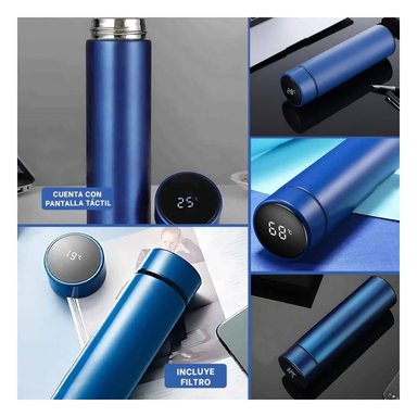 PACK4 BOTELLA DIGITAL PARA TE EN AZUL Y+BANDERITAS ADHESIVAS