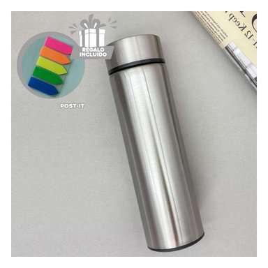 PACK6 TERMO INTELIGENTE EN PLATEADO Y+BANDERITAS ADHESIVAS