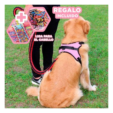 CHALECO PARA MASCOTAS DE FORMA H EN ROSADO Y+LIGAS DE REGALO